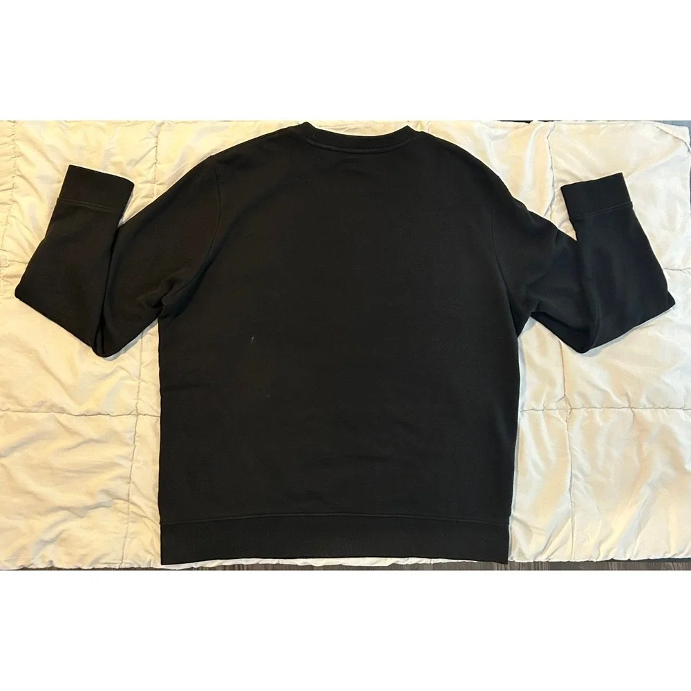Hugo Boss Mens Sweatshirt Black Red Logo Patch Crewneck Pullover Large